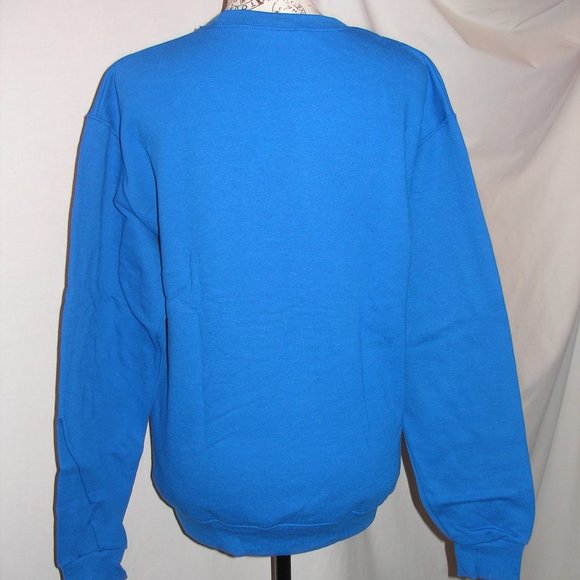 New Women's Small Jerzees Blue Fleece Sweatshirt Screen Printed Penguins - Picture 4 of 13